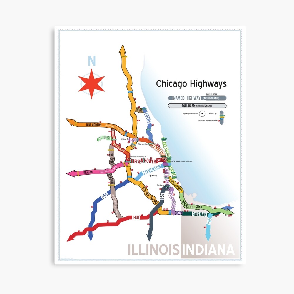 Chicago Highway Names Map Chicago Highway Names" Poster By Dunakin | Redbubble Chicago Highway Names Map Chicago Highway Names" Poster By Dunakin | Redbubble