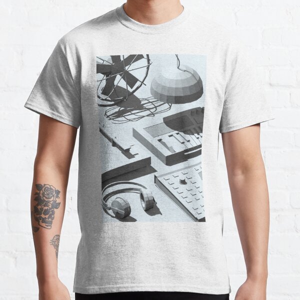 Low Poly Studio Objects 3D Illustration Grey Classic T-Shirt