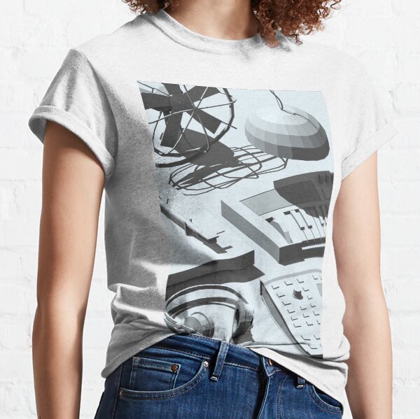 Low Poly Studio Objects 3D Illustration Grey Classic T-Shirt