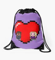 "Love in 8-bit": Britta and Troy (Style B) Drawstring Bag