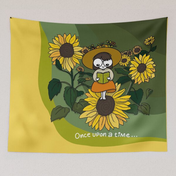 Item preview, Once upon a time - Reading among Sunflowers designed and sold by mydoodlesateme.