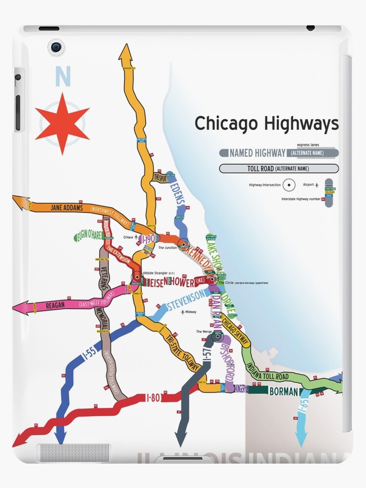 Chicago Highway Names Map Chicago Highway Names" Ipad Case & Skin By Dunakin | Redbubble