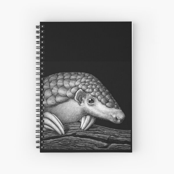 Pangolin Art Black and White - by Nadya Neklioudova Spiral Notebook