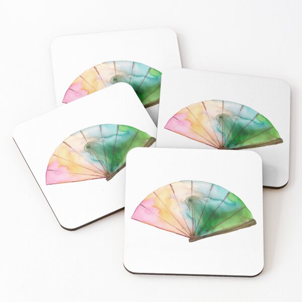 Item preview, Watercolor hand drawn sketch illustration of colorful fan isolated on white designed and sold by FuzzyLogicKate.
