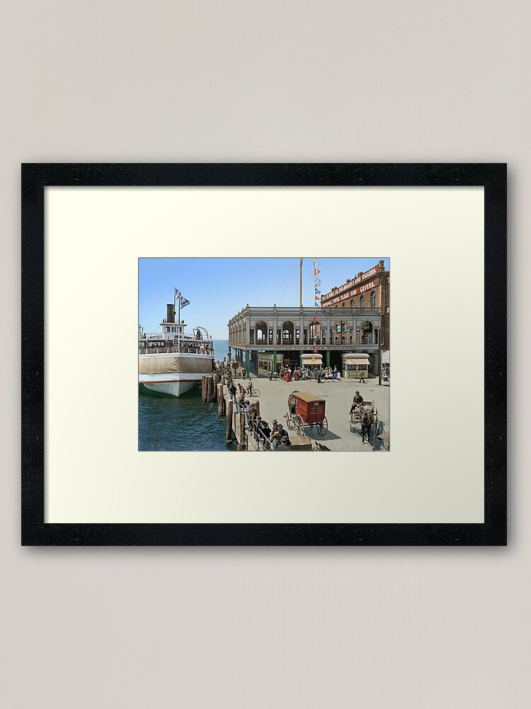 Alternate view of Belle Isle ferry dock, Detroit, in 1905 Framed Art Print