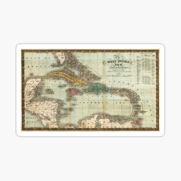MAP of FRENCH Vintage Caribbean WEST INDIES circa 1718 Barbados Martinique