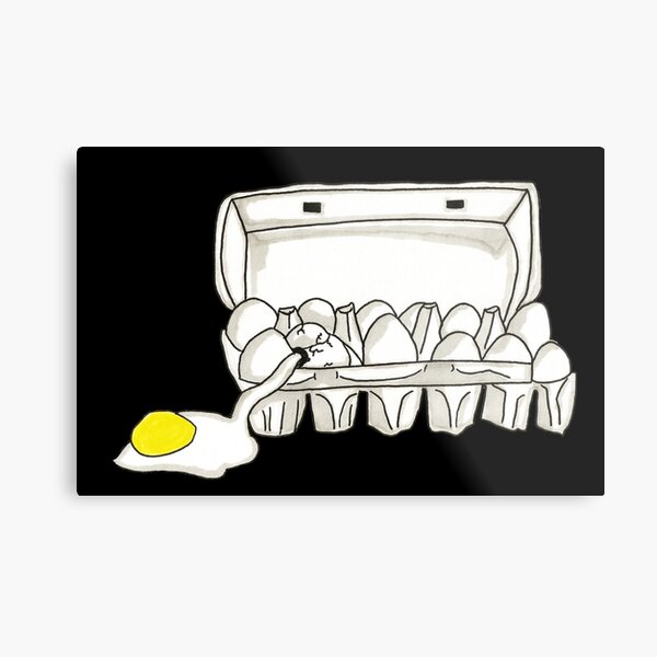 Spooky Ghostbusters Fried Eggs Box Inspired Pen and Ink Illustration by Jayne Kitsch Metal Print