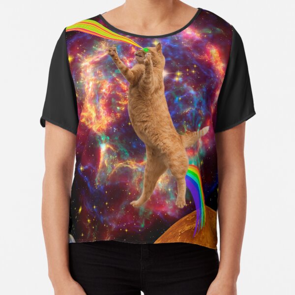 SPACE CAT Chiffon Top