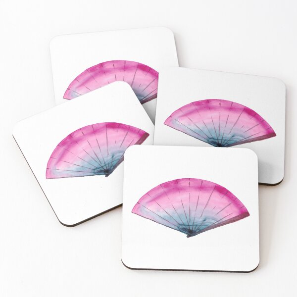 Item preview, Watercolor hand drawn sketch illustration of pink and blue fan isolated on white designed and sold by FuzzyLogicKate.