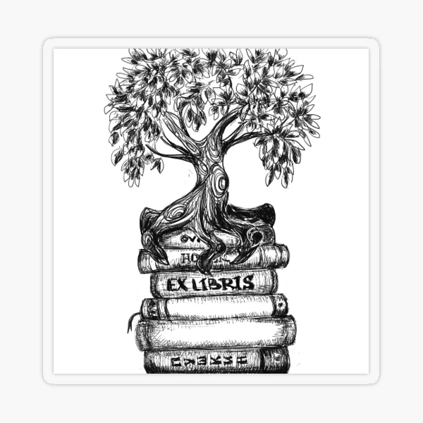 Art Deco Design Personalised Ex Libris Stamp Bookplate Wooden Stamp Gift  for Book Lover Floral Decoration Dedicated Ex Libris Stamp 