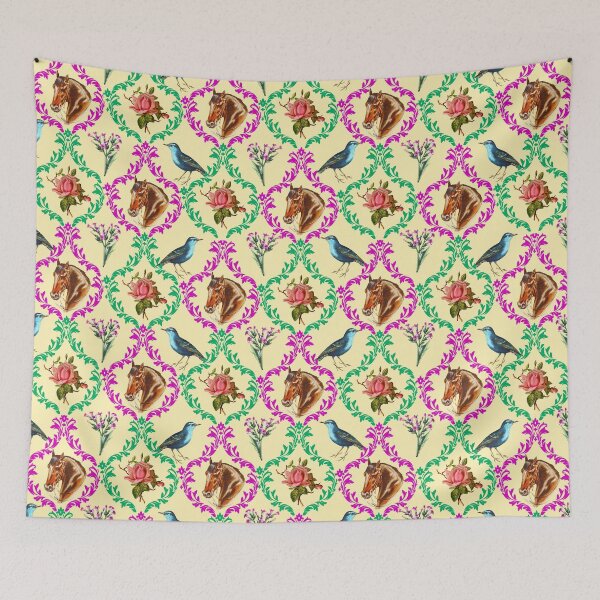 Item preview, Vintage horse wallpaper pattern designed and sold by taika tori.