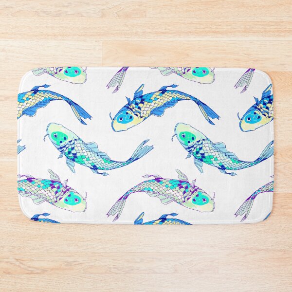 Item preview, seamless blue koi pattern with white background designed and sold by Bob Wong.
