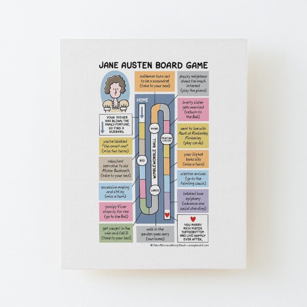 Juego de mesa de Jane Austen Lámina montada de madera