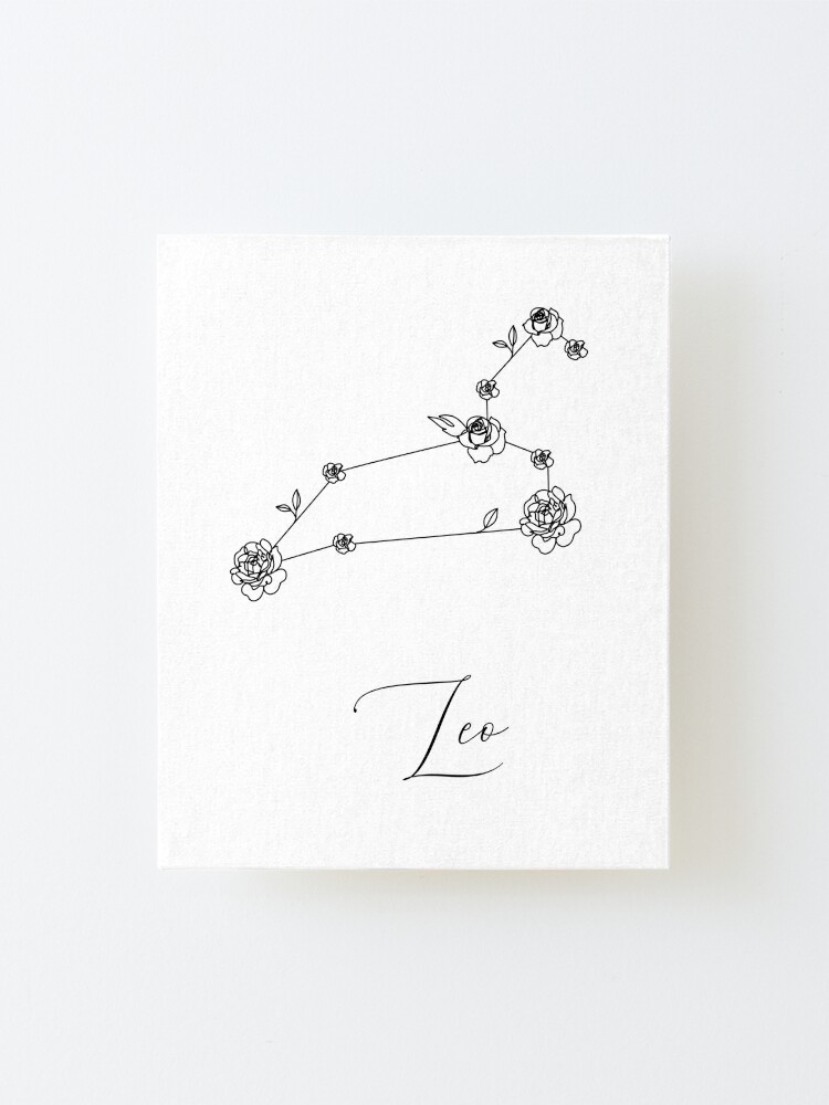 Veel Verouderd kruipen Leo zodiac line drawing. leo line drawing art. Flower constellations"  Mounted Print by OneLinePrint | Redbubble