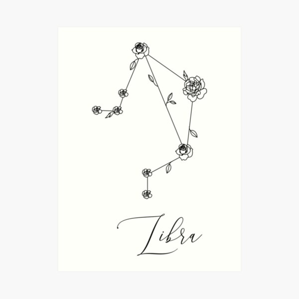 Wall Art Printables Zodiac Libra Floral Constellation Digital Art Astrology  Planner Art Black and White Art Tattoo Design Paper  Party Supplies  Calendars  Planners eolaneee