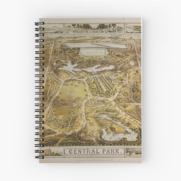 Aperçu de l'œuvre Carte picturale vintage de Central Park NYC (1863) créée et vendue par BravuraMedia.
