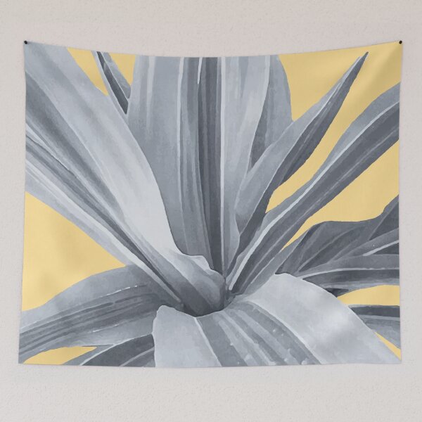 Item preview, Grey leaves. Tropical yellow. designed and sold by PrintedDreams.