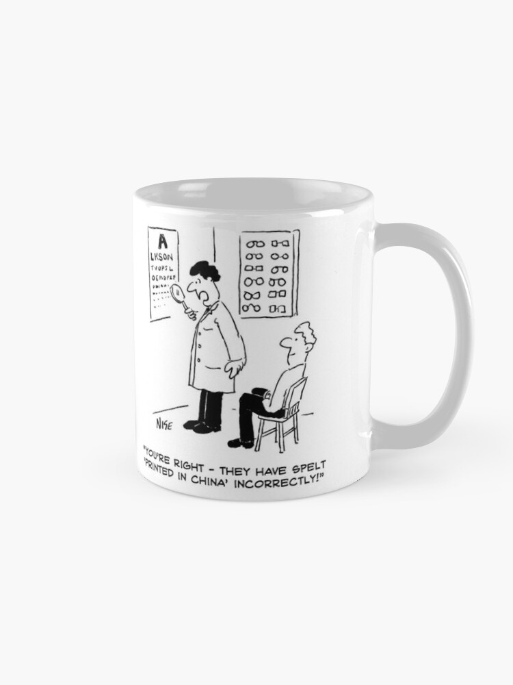 Coffee Mug, Optician's Eye Test Wall Chart has a Mistake designed and sold by Nigel Sutherland