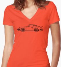 Classic Sports Car Outline Women's Fitted V-Neck T-Shirt