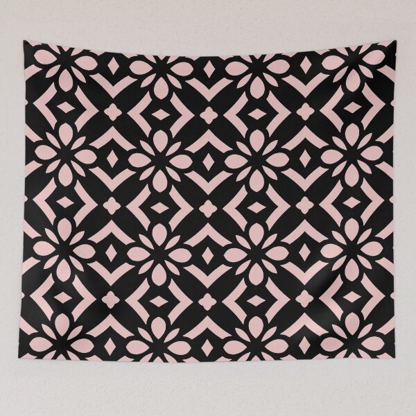 Item preview, Flower and Diamond Decorative Pattern in Black and Pink designed and sold by redjaygraphics.