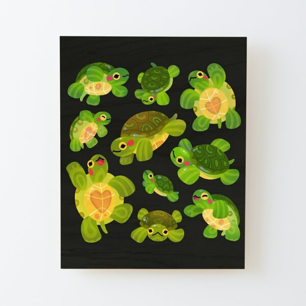 Red-eared slider - Dark Wood Mounted Print