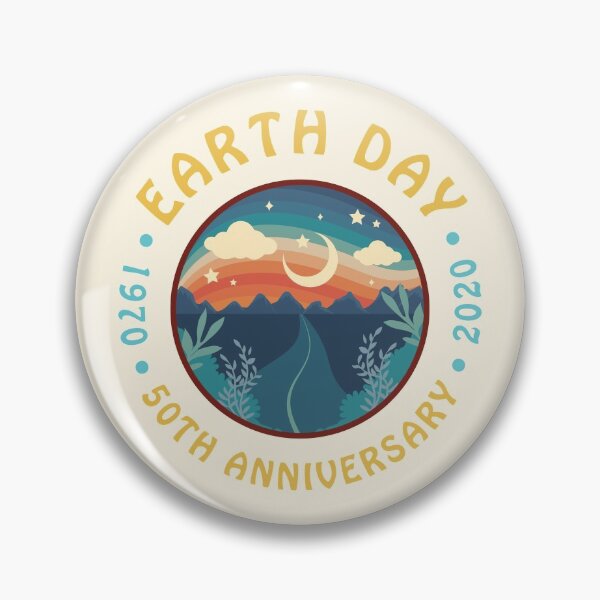 Earth Day 2020 50th Anniversary Retro Graphic Pin