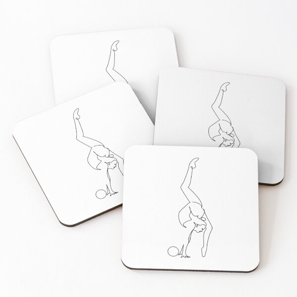 Item preview, gymnastics one line. gymnastics Logo. Gymnast improving flexibility continuous one line vector illustration on abstract background,  designed and sold by OneLinePrint.