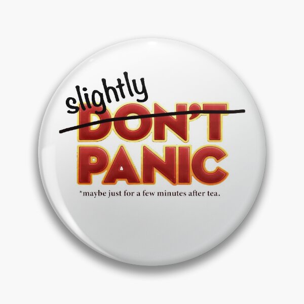 "Slightly Panic" Hitchhiker's Guide cover slightly altered for today's coronavirus news Pin