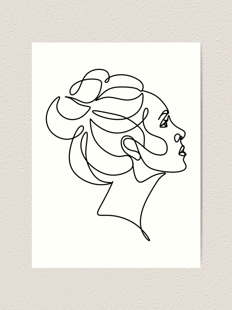 Woman Face One Line Art Line Drawing Line Girl One Line Face Fashion Print Salon Beauty Print Beautiful Girl Minimalist Art Line Art Hairstyle Minimalist Case Modern Shirt Art Print By Onelineprint