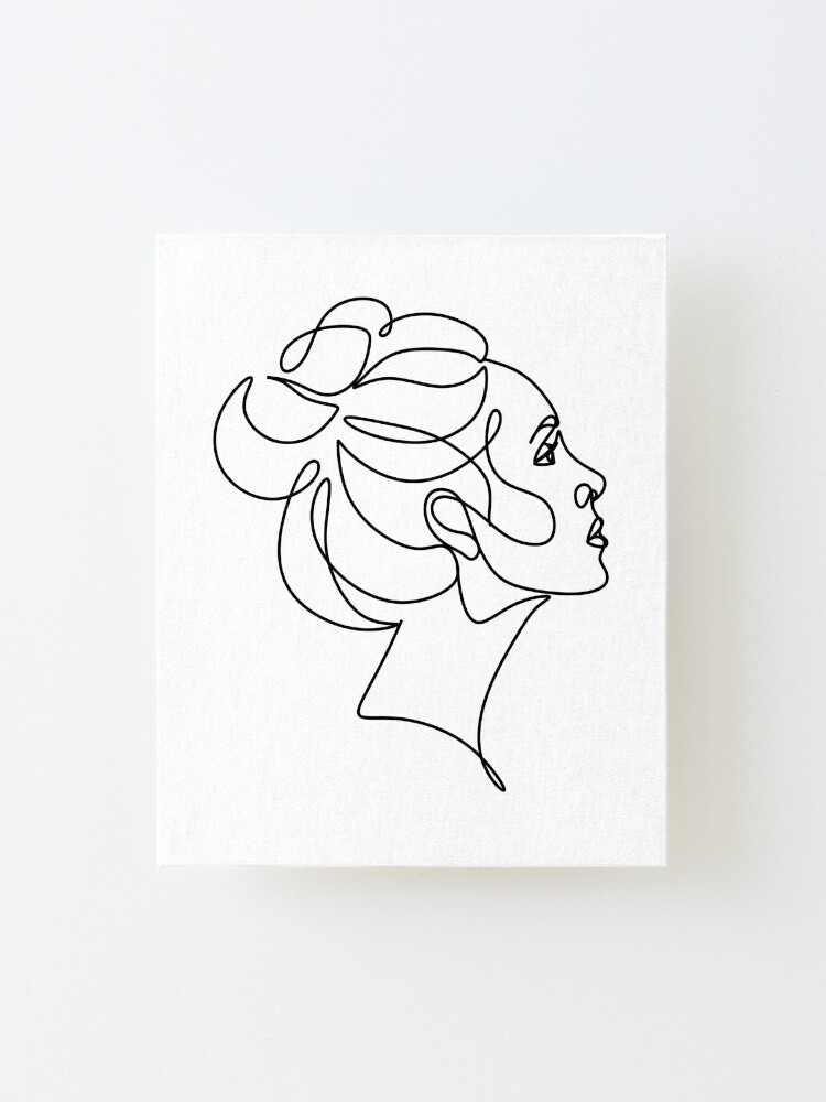 Woman Face One Line Art Line Drawing Line Girl One Line Face Fashion Print Salon Beauty Print Beautiful Girl Minimalist Art Line Art Hairstyle Minimalist Case Modern Shirt Mounted Print By Onelineprint