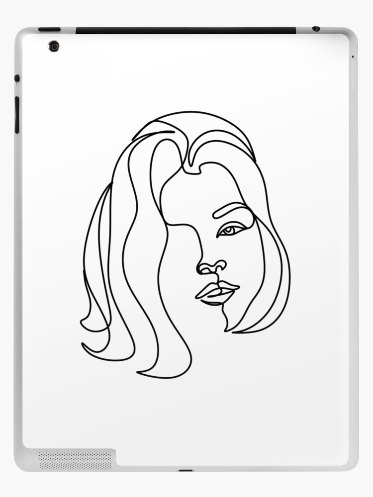 Woman Face Modern Continuous One Line Drawing. Female Art Print