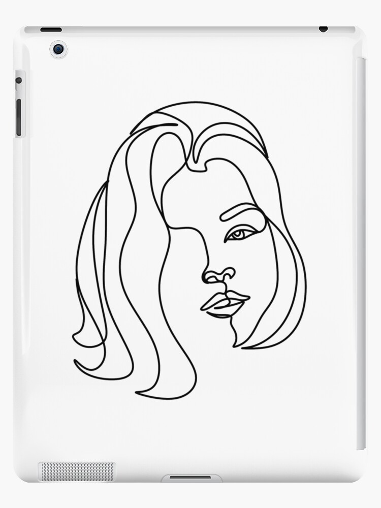 Woman Face One Line Art Line Drawing Line Girl One Line Face Fashion Print Salon Beauty Print Beautiful Girl Minimalist Art Line Art Hairstyle Minimalist Case Modern Shirt Ipad Case Skin