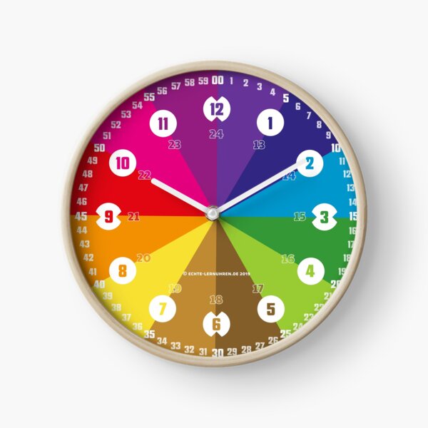 Lernuhr Regenbogen mit Ziffern © hatgirl.de (Uhr, für Kinder, Minmaldesign) Uhr