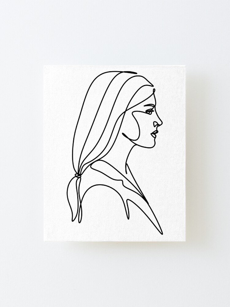 Woman Face One Line Art Line Drawing Line Girl One Line Face Fashion Print Salon Beauty Print Beautiful Girl Minimalist Art Line Art Hairstyle Minimalist Case Modern Shirt Mounted Print By Onelineprint