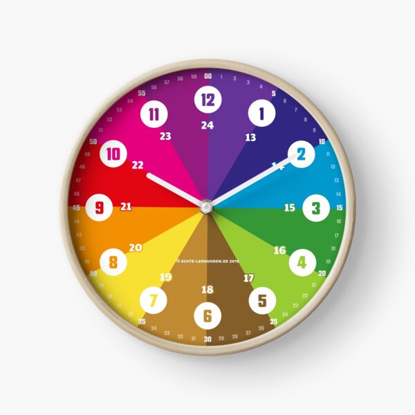 Learning clock with worksheet - 24 hour format with digits © hatgirl.de (clock, for children, minimal design) Clock