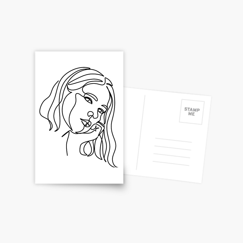 Girl With Bun Line Drawing Woman With Bun Vector Line Illustration Oneline Art Wjman With Beautiful Hair Hair Style Beauty Salon Logo Minimal Logo Postcard By Onelineprint Redbubble