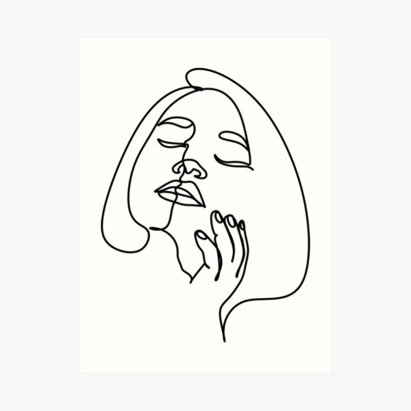 Abstract Face One Drawing Portrait Minimalistic Style Nude Line Art Modern Continuous Line