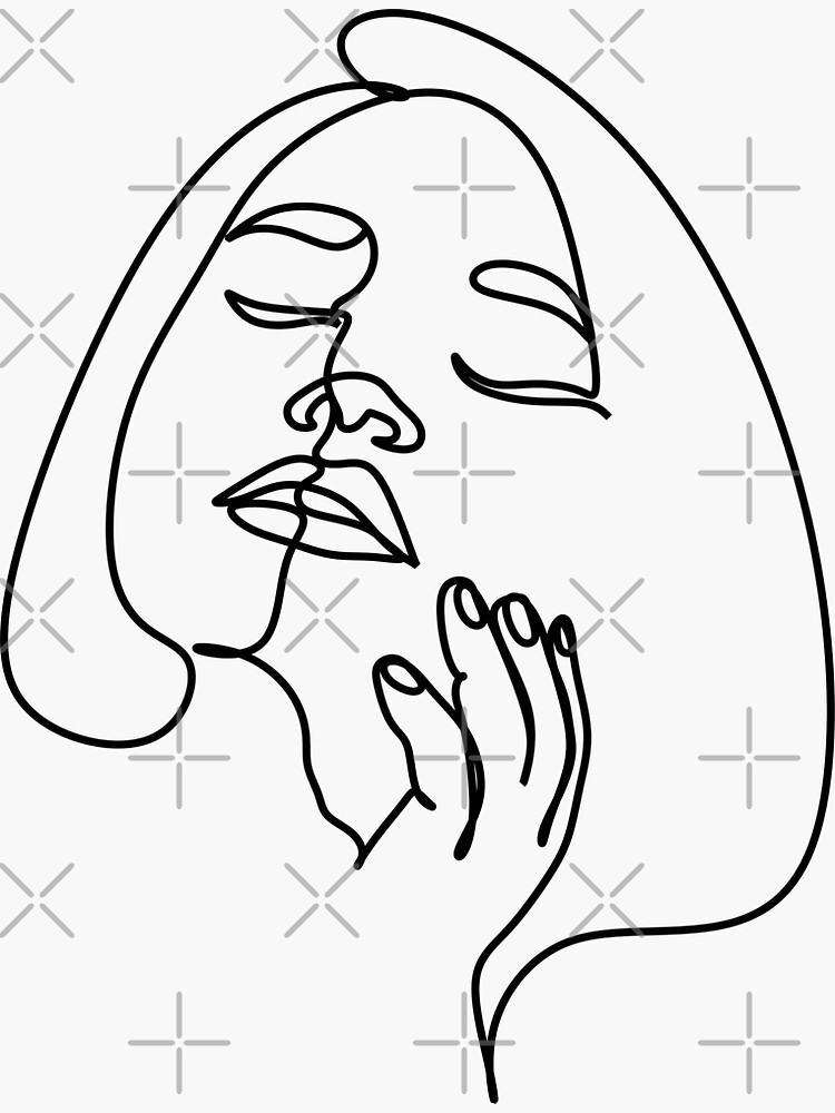 Abstract Face One Drawing Portrait Minimalistic Style Nude Line Art Modern Continuous Line