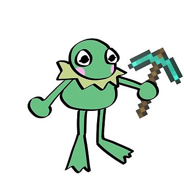 Artwork thumbnail, Kermit the Frog with a Minecraft Diamond Pickaxe by bruhitslasagna