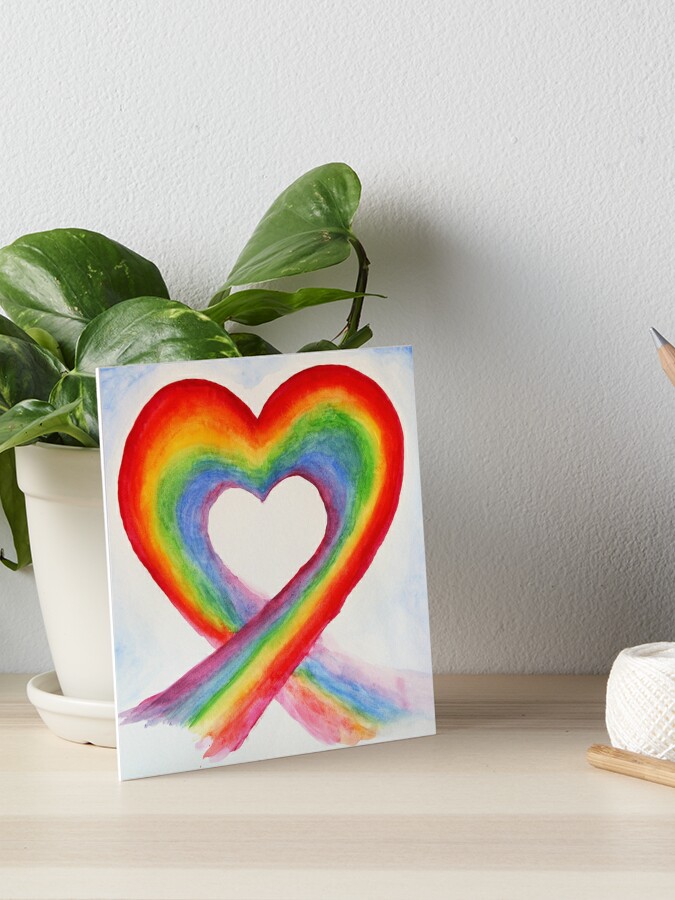 Coeur Arc En Ciel Rainbow Heart Art Board Print By Sylviecharbon1 Redbubble