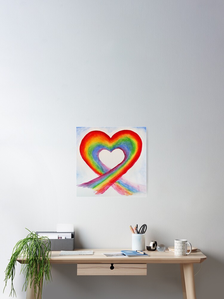 Coeur Arc En Ciel Rainbow Heart Poster By Sylviecharbon1 Redbubble