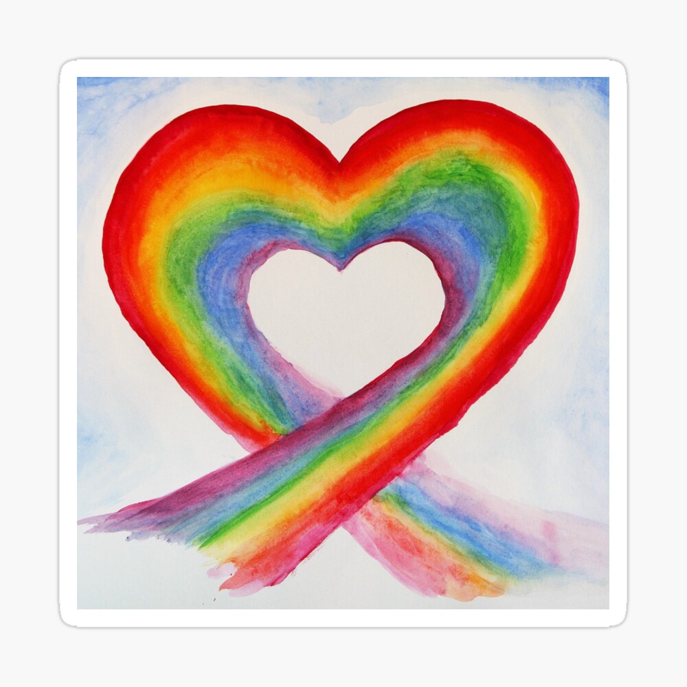 Coeur Arc En Ciel Rainbow Heart Poster By Sylviecharbon1 Redbubble