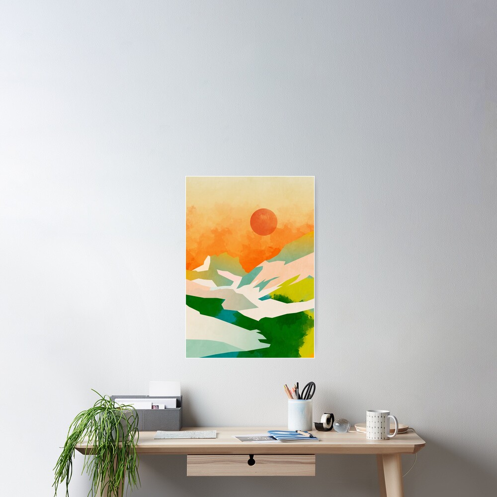 mountain landscape, travel, nature, abstract, illustration Poster