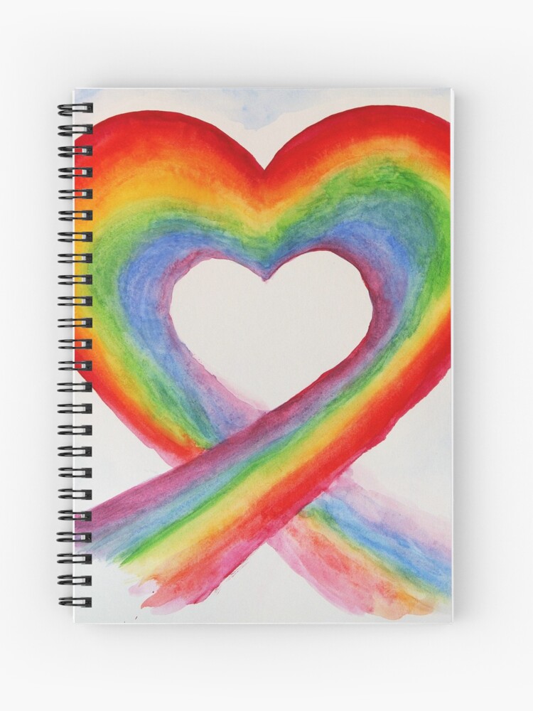 Coeur Arc En Ciel Rainbow Heart Spiral Notebook By Sylviecharbon1 Redbubble