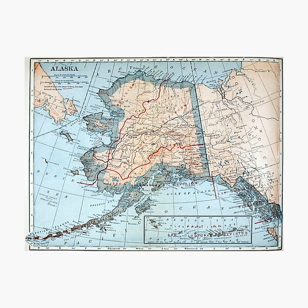 Vintage Map of Alaska (1921) Photographic Print