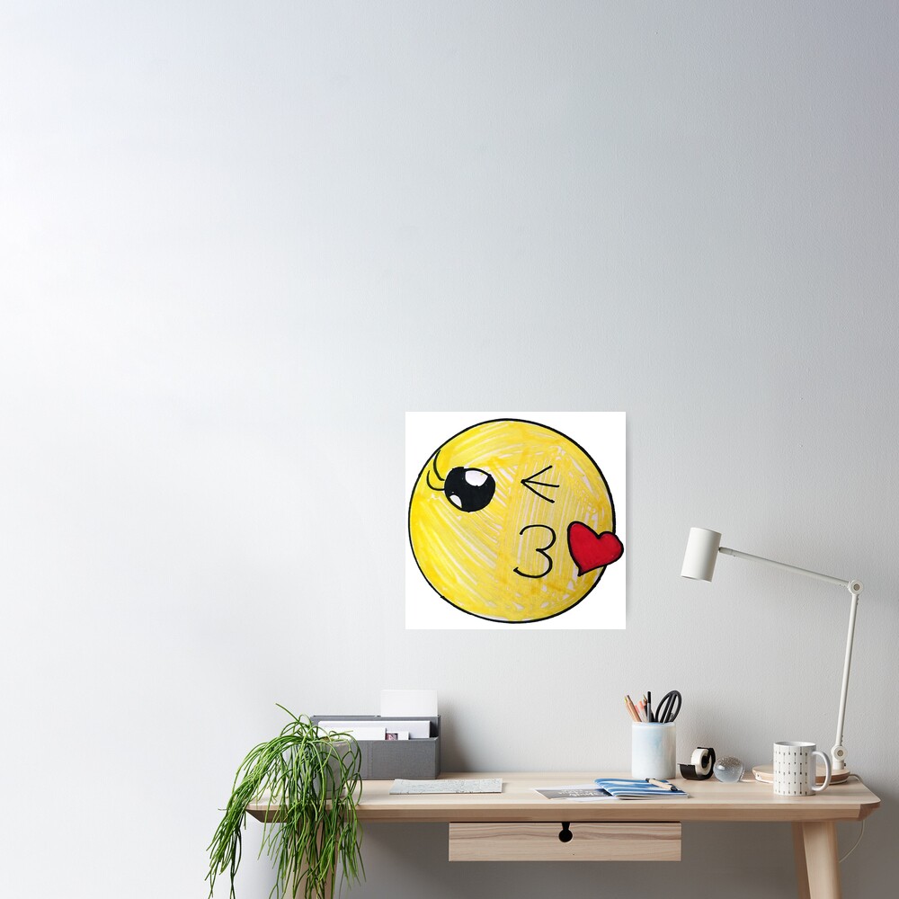 "Emoji Kiss Face Drawing" Poster by zariast | Redbubble