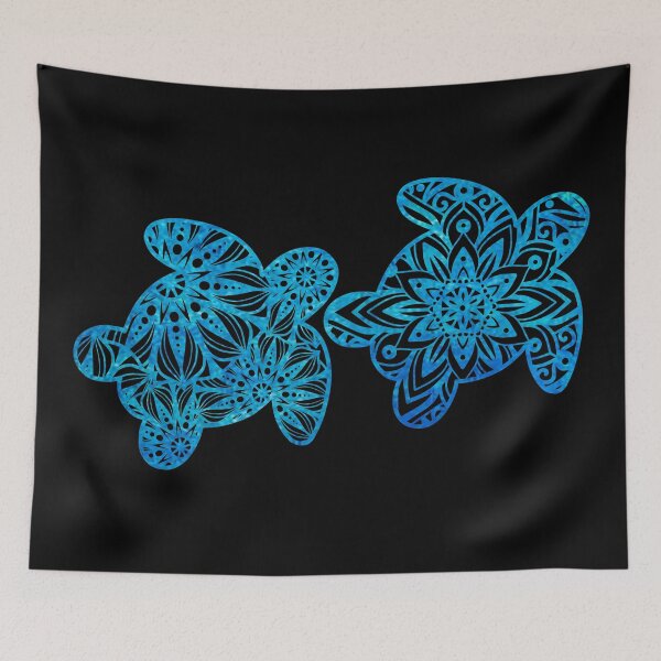 Item preview, Two Sea Turtles Mandala Watercolor Blue designed and sold by SassAndHoney.