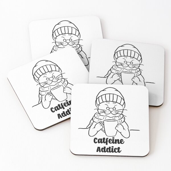 Item preview, Catfeine Addict - Cat Drinking Coffee designed and sold by IndiePet.