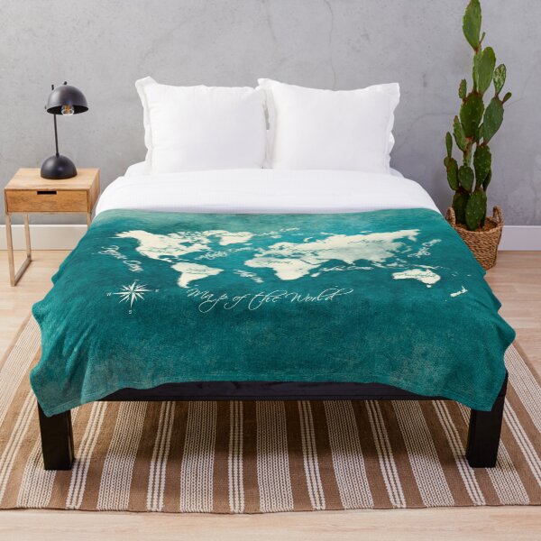 world map 2020 sea color #map #travel Throw Blanket