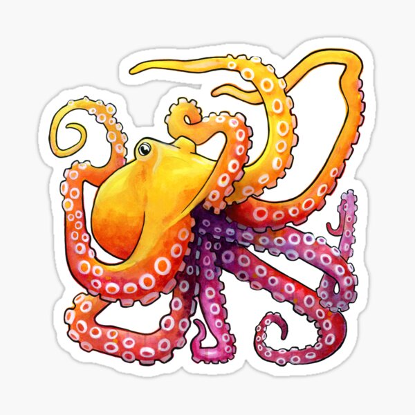 Octopus Sunrise Sticker
